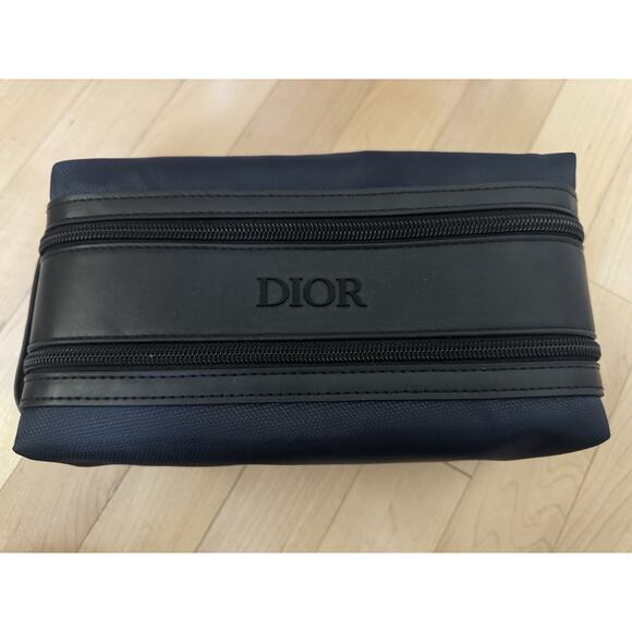 NIB Dior Navy & Black Toiletry Bag Dropp Kit Pouch Travel Case, Dual Zipper - Picture 1 of 5